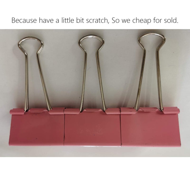 nctinystore Large Binder Clips Pink Color 2" / 2 inches / 50 mm a Little bit Scratch Jumbo (Huge) Paper Clips (6 PCS, Pink) - Image 4